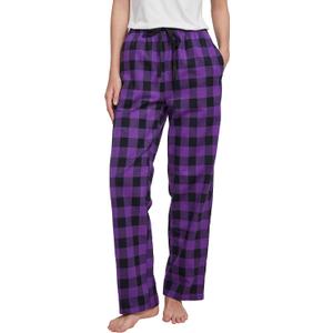 HiddenValor Women's Pajama Pants, Cotton Sleepwear Plaid Pajamas (Medium, Black/Purple)