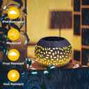 Solar Lanterns Outdoor Table Lights,2 Pack Waterproof Decor,Hollow Out Retro White Metal Patio Lights Gifts for Women Mom Yard Porch Garden Balcony Indoor Tabletop Decorations