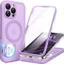 BERFY for iPhone 16 Pro Max Case, Compatible with MagSafe, Built-in 9H Tempered Glass Screen Protector and Camera Protection, Full Body Shockproof Matte Phone case for 16 Pro Max 6.9", Light Purple