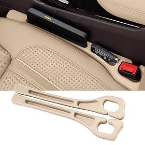 Mtverver Car Seat Gap Filler Organizer Universal Fit Car SUV Truck Console Side Plug Strip Stopping Phone Key from Falling, Pack of 2 (Beige)