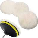 IPELY 6 Pcs 5 Inch Wool Polishing Buffing Pad Polishing Buffing Wheel for Drill Buffer Attachment with M14 Drill Adapter