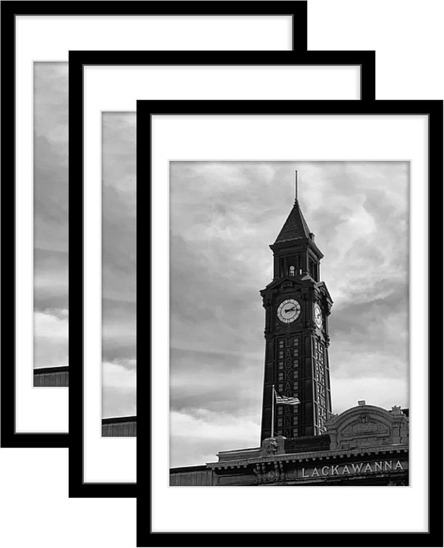 Wiscet 20x30 Picture Frame Set of 3, Display Pictures 18x24 with Mat or 20 x 30 Poster Frame without Mat, Wall Gallery Photo Frames, Black