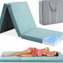HOMBYS Tri Folding Memory Foam Camping Mattress for Outdoor Sleeping, Portable Waterproof Camping Pad Mat for Travel Truck Bed Tent (Small Single-72"x24"x3", Blue)