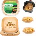 Ctizne Disposable Air Fryer Paper Liners, 125Pcs 9 In Large Square Parchment Paper Liner, Non Stick Baking Paper for 8Qt - 12Qt Air Fryer Basket Microwave Oven, Deep Fryer Parts & Accessories