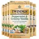 Twinings Peppermint & Creamy Vanilla Herbal Tea Individually Wrapped Bags, 20 Count (Pack of 6), Formerly Buttermint, Naturally Caffeine-Free, Enjoy Hot or Iced, 120 Teabags, BBD: 04/OCT/2027