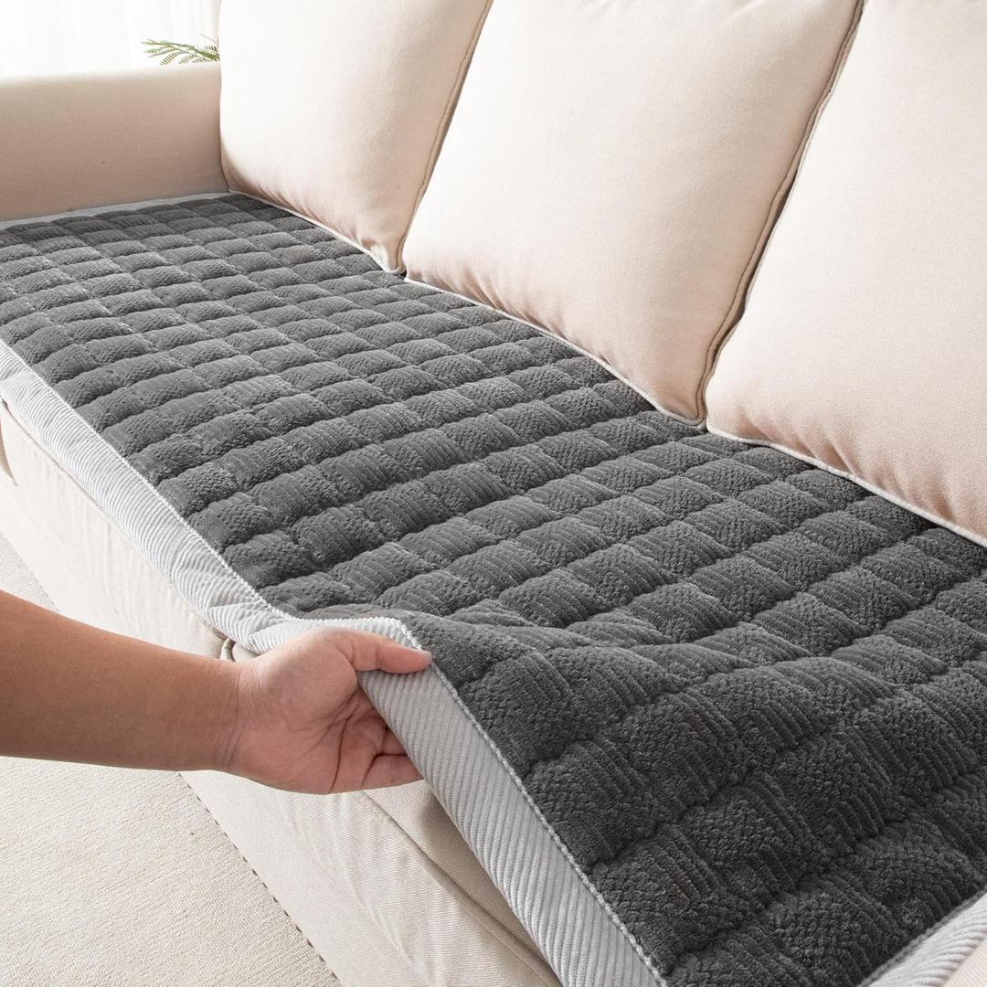 Couch Cover for Dogs Washable,Anti-Slip Back Cat Mat Pet Pad Blanket for Furniture Protector,Fuzzy Pet Sofa Cover for 3 Cushion Couch Sofa Pets Friendly (Dark Gray, 1pc, 27x27)