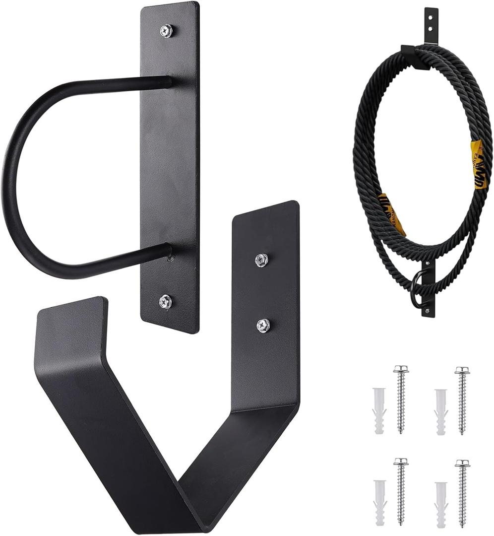 Little World Battle Rope Wall Mount Kit - Home Gym, Garage & Studio Heavy Duty Steel Anchor + Storage Hook for 30-50ft Ropes (1"-2.5")"