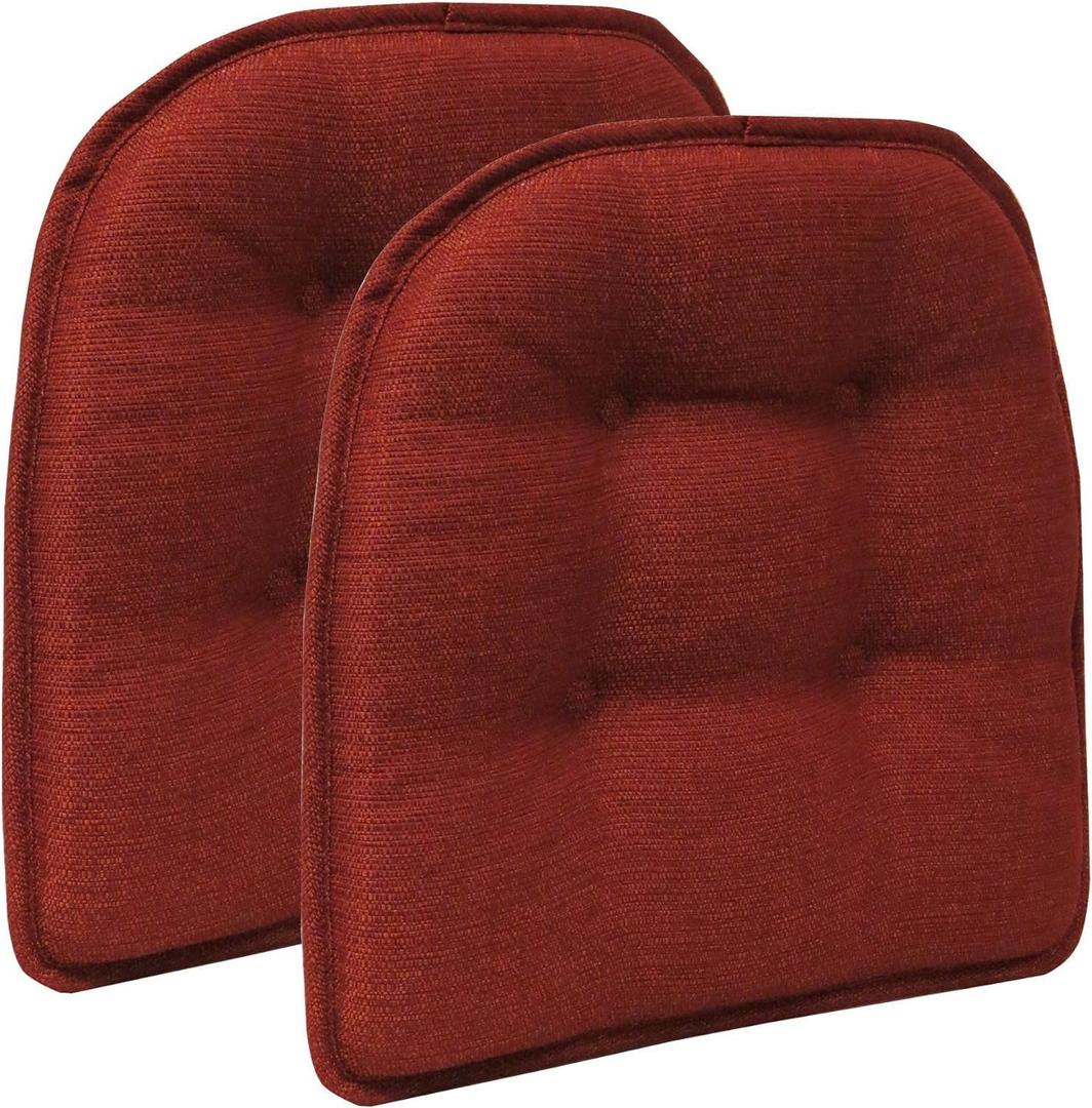 Non-Slip Chair Cushions, Assembled in USA, U-Shaped Skid-Proof Seat Pads for Dining Room, Kitchen, Office, 15"x16", 2 Pack