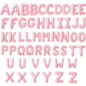 52 Pieces 16 Inches A-Z Letter Balloons  2 Sets of Alphabet Mylar Balloon (Each Letter Includes 2 Balloons) for Party Decorations, Birthday, Graduation and Hanging Alphabet Banners (Pink)