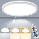 24W Motion Sensor LED Ceiling Light Wired, 2400lm 12Inch 2700K/4000K/6500K IP54 Flush Mount Lighting Fixture with Remote, Radar Motion Activated Ceiling Lamp for Hallway Laundry Porch Stair Closet