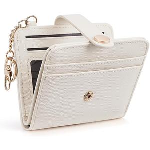POIUGOYA Slim Wallet for Women, RFID Blocking Bifold Credit Card Holder with Zipper Coin Pocket, ID Window, Keychain, 3-Cross Grain-Beige