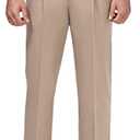 Haggar Men's Premium No Iron Khaki Classic Fit Pleat Front Pant (Regular and Big & Tall Sizes)
