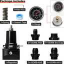 Adjustable Fuel Pressure Regulator Kit 30-140PSI With 10AN Return and 10AN feed Port with AN6 AN8 AN10 Connectors and Gauge (black)