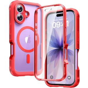 Diaclara Magnetic Designed for iPhone 17 Case 6.3'' Full Body Bumper,[Compatible with MagSafe] Military Drop Proof Phone Case with Built-in Screen Protector,Easy Install,No Gap,Red