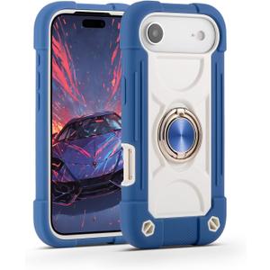 MARKILL Compatible with iPhone Air Case 6.5 Inch 2025 with 360 Degree Rotate Ring Stand, Military Grade Drop Protection Full Body Rugged Protective Case Kids Blue