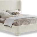 Meridian Furniture B1207Mint-F Penny Collection Modern | Contemporary Full Bed with Rich Mint Green Chenille Fabric, Curved Headboard, 67.5" W x 82.5" D x 52" H, Cream, Full