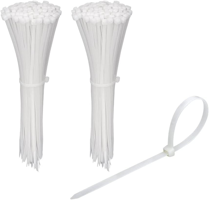 200 Pack Bulk KOOWIN Small 6 inch Nylon Plastic Cable Zip Ties Wire Wraps White
