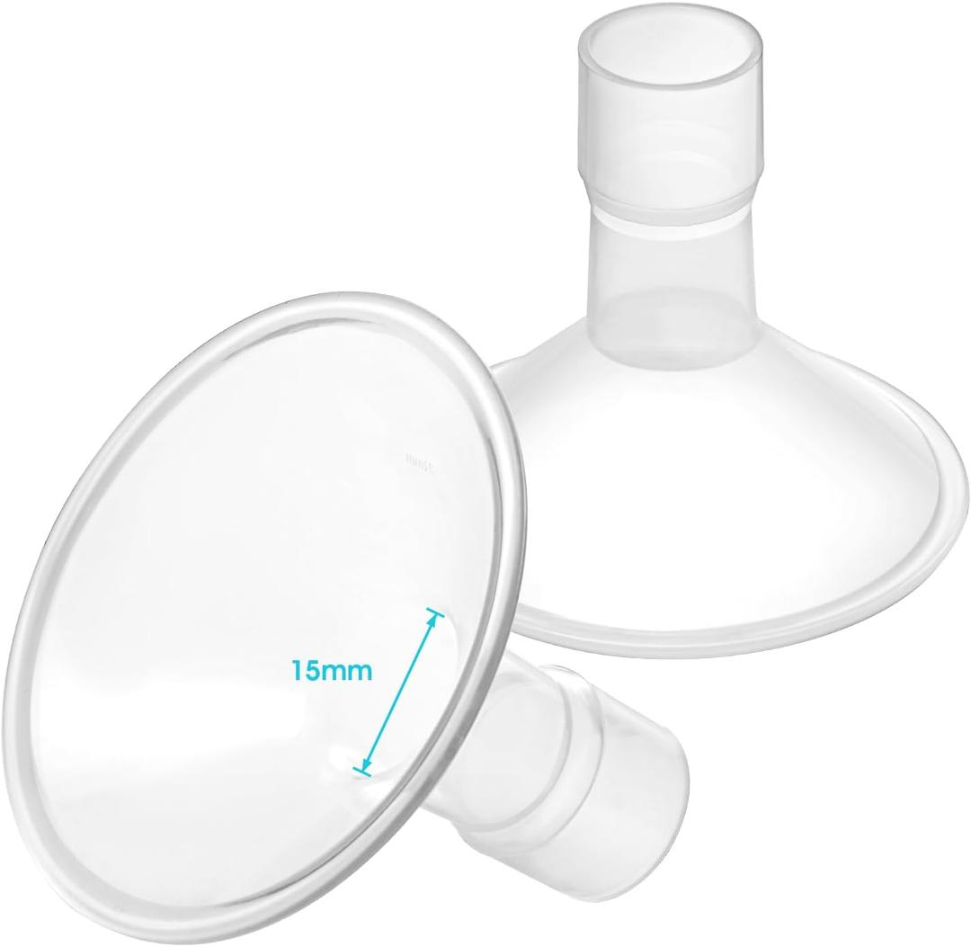15mm Shields Compatible with Medela Breast Pump- PersonalFit, Freestyle, Harmony, Maxi, Flex Lansinoh Pump-SignaturePro SmartPump Manual Replace Medela Parts Lansinoh Accessories Flanges