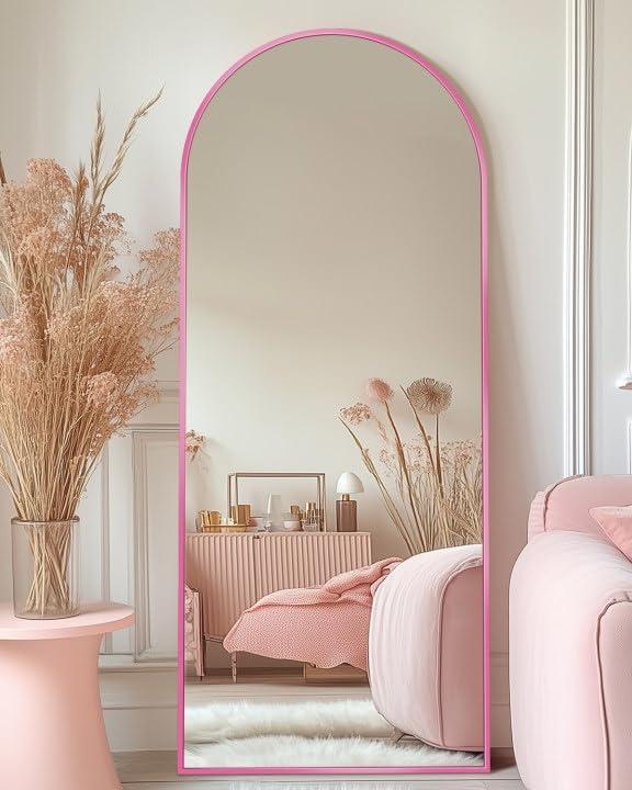 Antok 58" x19” Arched Full Length Mirror, Floor Mirror with Stand,Pink