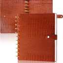 PU Leather 8.5*11in Discbound Cover And Disc Set with 11 Pcs Discbound Discs 1in Disc Bound Notebook Accessories Discbound Planner Cover Notebook Planner System For office(Not including book) (Brown)