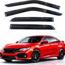 KPY Rain Guards Fit for 2016-2021 Honda Civic, Out-Channel Window Visors Vent Wind Deflectors 4PC, Car Accessories for 16-21 Civic (Sedan Only)