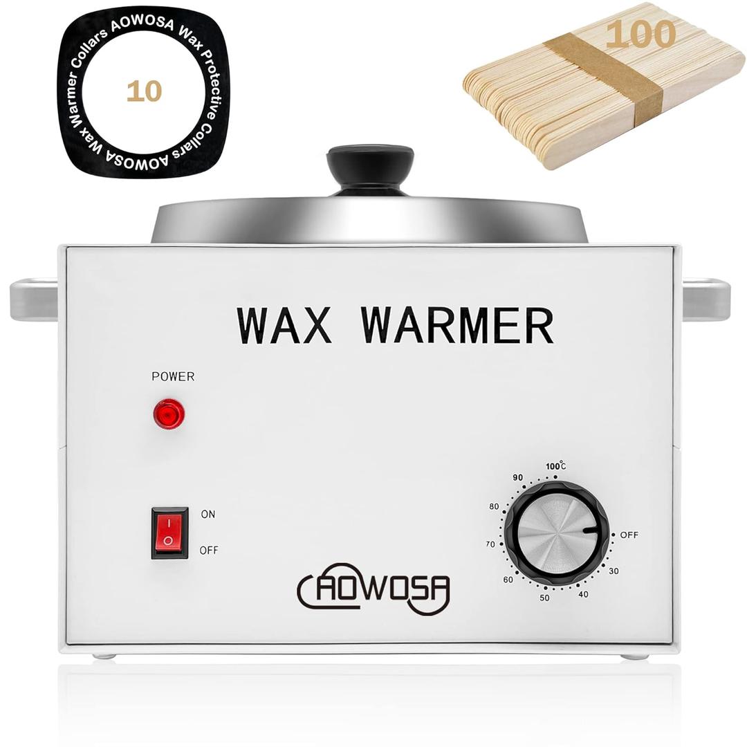 Large Single Wax Warmer Professional 3L Electric Wax Heater Machine Hold 5.5 Lbs Wax for Hair Removal, Large Wax Pot Paraffin Facial Skin Body SPA Salon Equipment with 100 Wax Sticks
