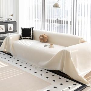 MDSASFD Durable Couch Cover Blanket, Sofa Blanket Cover Washable, Oversized Couch Cover Pet Friendly, Chenille Sofa Cover Blanket for 2-3 Cushions Sofas Solid Color(71"x 102"/Beige/1pc)