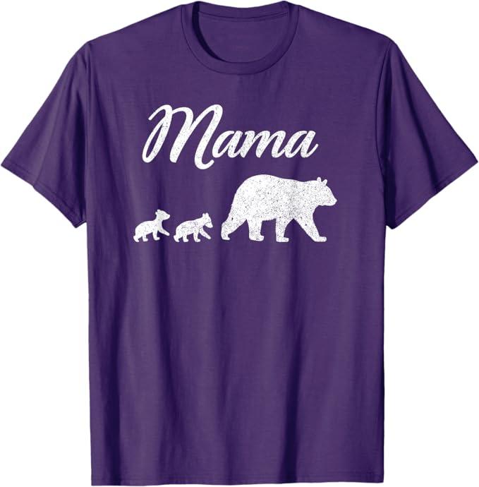 Mama Bear T Shirt With Two Cubs Twin Mom Mother's Day Gift T-Shirt XL