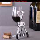 Wine Opener & Beer Opener, Heavy Duty Zinc Alloy Waiters Wing Corkscrew with Non-Slip Handle and Sharp Screw, Multifunctional Bar Tool for Bartenders, Sommeliers,Kitchen, Restaurant(Silver)