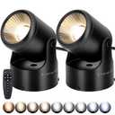 LiangJJ Uplights Indoor, 2 Pack 12W Uplighting with Timer and Remote, Stepless Adjustable Color Temperature and Dimmable Floor Can Light, 6000K Accent LED Spot Lights for Plant, Artwork, Corner, Wall