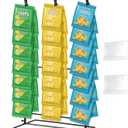 Chip Stand,Chip Rack Display Stand,Chip Stand Display for Party 3-Row 45 Clips Snack Display,Snack Retail Display Rack (Black)