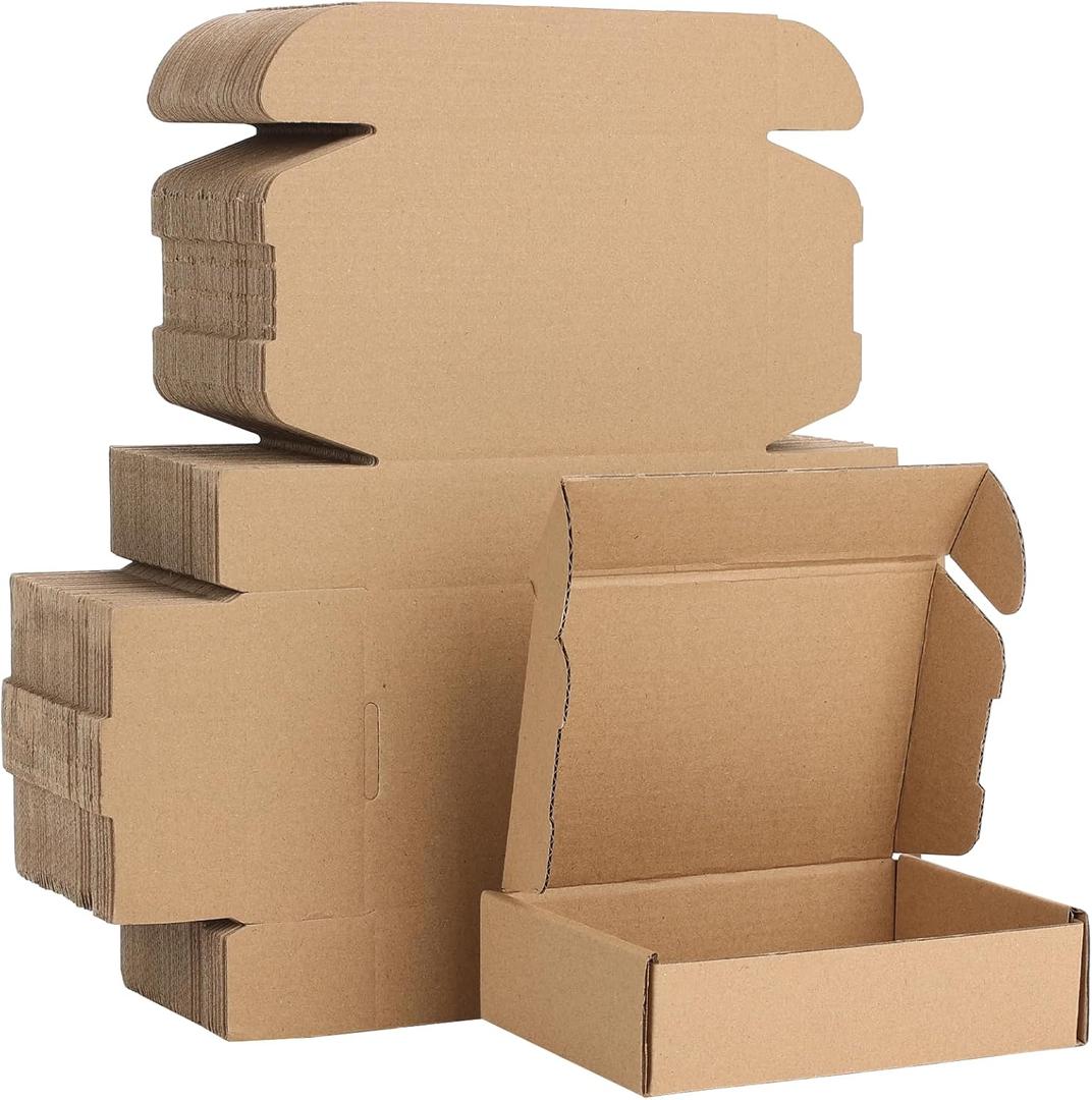 100 Pcs 6 X 4 X 1.6 Inches Shipping Boxes Corrugated Cardboard Boxes Mailing Packaging Boxes for Packing Moving Storage Small Items Small Shipping Mailer Box