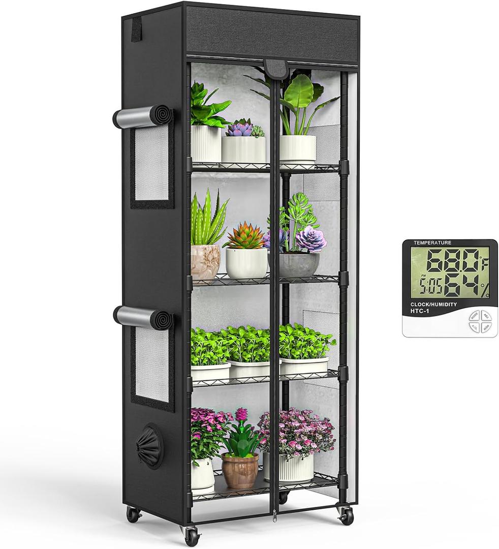 Small Greenhouse for Indoors, 5 Tier 23.1" L13.2" W61.2" H mini Greenhouse Outdoor, Indoor Adjustable Shelves