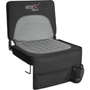 Stadium Seats with Back Support and Cushion, Folding Stadium Chair Includes Shoulder Strap and Cup Holder, Portable Bleacher Chairs for Sports Events (Black)