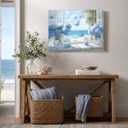 Blue Hydrangea Canvas Wall Art Beach Coastal Wall Decor 24x16in Framed