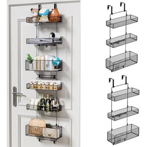 HapiRm Over Door Organizer Storage - Separable Door Organizer Hanging with 6 Metal Large Capacity Baskets for Bathroom Bedroom Kitchen Pantry Closet (Black)