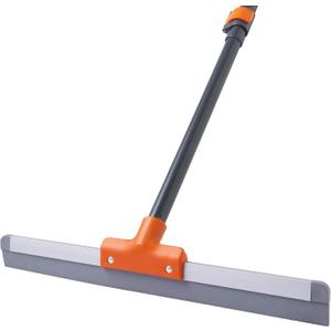 Floor Squeegee for Concrete and Tile Cleaning, 24'' Rubber Wiper Broom, Large Heavy Duty Water Scraper with 60'' Long Handle for Garage, Deck, Bathroom, Shower Glass, Window