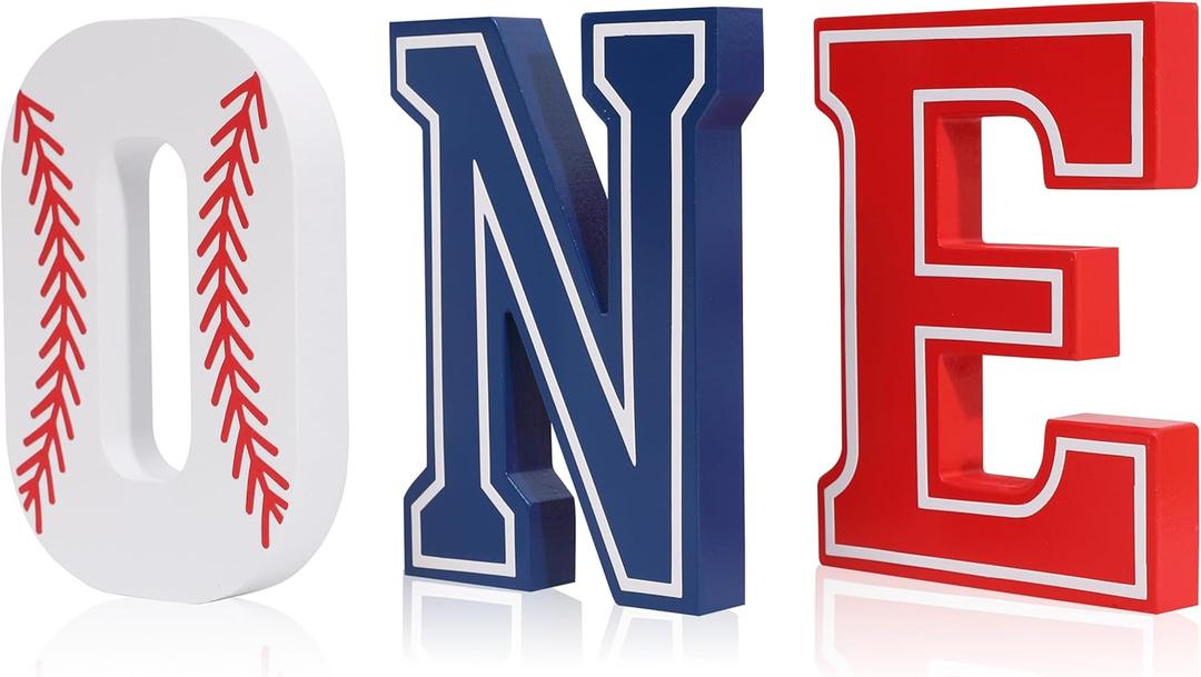 Baseball Party Decorations ONE Letter Sign - 1st Birthday My Rookie Year,My Rookie Year Party Centerpiece,Baseball Sports Themed 1st Birthday Photo Props, Baby Baseball Baby Shower Supplies