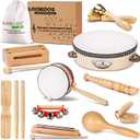 LOOIKOOS Toddler Musical Instruments, Eco Friendly Music Set for Kids Preschool Educational, Natural Wooden Percussion Instruments Musical Toys for Boys and Girls with Storage Bag (12)