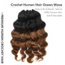 ToyoTress Ocean Wave Feather Crochet Human Hair - 10 Inch 250G Miracle Knots Water Deep Wave Crochet Human Hair For Black Women Ombre Brown Braiding Hair (10 Inch, OT30-250G)