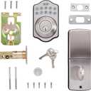 Amazon Basics Electronic Keypad Deadbolt Door Lock with Auto Lock, Customizable User Codes, One-time Codes, Touch-Control Keyless Entry, Traditional, Satin Nickel, 1-Pack