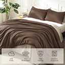 Litanika Comforters Brown Oversized Queen Size, 3 Pieces Lightweight Solid Bedding Set & Collections, All Season Fluffy Bed Set (98x98In Comforter & 2 Pillowcases)