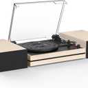 Record Player for Vinyl with External Speakers, Belt-Drive Turntable with Dual Stereo Speakers Vintage Vinyl LP Player Support 3 Speed Wireless AUX Headphone Input Auto Stop for Music Lover White