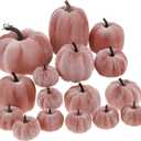 16Pcs Pink Fake Foam Pumpkins Decorating Velvet Fabric Pumpkin Bulk Fall Table Bowl Centerpiece Farmhouse Harvest Decorative Halloween