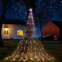 Qulist Christmas Decoration, Outdoor String Lights, 320 LED Christmas Tree Lights [8 Modes & Waterproof], with 11" Lighted Tree Topper for Halloween Xmas New Year Holiday Birthday (Multicolor)