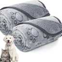 LOKOZ 2 Pack Dog Blanket for Small Medium Dogs, Soft Washable Fleece Pet Blankets with Paw Print, Puppy & Cat Blanket for Bed Couch Sofa, 24"x32"