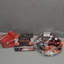 200Pcs Red and Black Birthday Party Tableware Set - Confetti Sprinkles, Happy Birthday Supplies - Red and Black Paper Plates and Napkins, Forks for 50 Guests