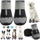 Dog Boots for Large Dogs, Medium Dog Boots & Paw Protectors for Hardwood Floors, Outdoor Dog Booties for Hot Pavement Winter Snow Hiking, Dog Shoes with Reflective Strips (Width 2.55 Inch, Light Black)
