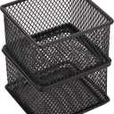 Annova Mesh Stackable Drawer Cabinet and Shelf Organizer Bins Storage Basket School Office Supply Holder Tray- Set of 2 (Black, 3x3x2 Inch)