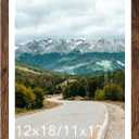 Wood 12x18 Picture Frame with 11x17 Mat, Display 11x17 with Mat or 12x18 Without Mat, Wood 12 by 18 Photo Frame, 12 x 18 Frame for Wall Hanging Display, Deep Brown
